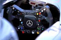 McLaren cockpit with fitted steering wheel
