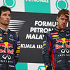 Red Bull Racing drivers on the podium