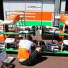 Force India front wings on display in the pitlane