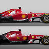 Ferrari F14T vs F138 side view