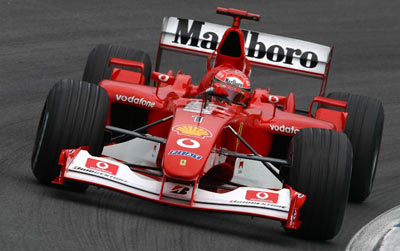 Schumacher in action at the 2002 German GP