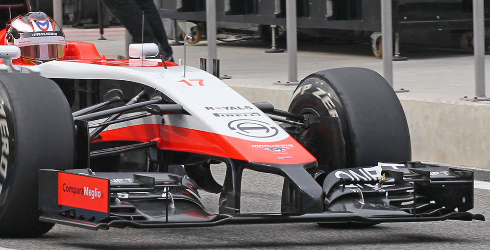 Marussia MR03 nose cone as seen in pre-season testing