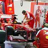 Ferrari F138 is prepared in the pits