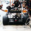 Lotus E21 in pits during practice