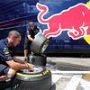 Red Bull Racing mechanics wash Pirelli tyres