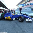 Felipe Nasr leaving the pits in the new Sauber C35