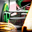 Flow-vis paint on the McLaren MCL32 of Fernando Alonso