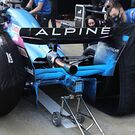 Alpine lifted in the pitlane